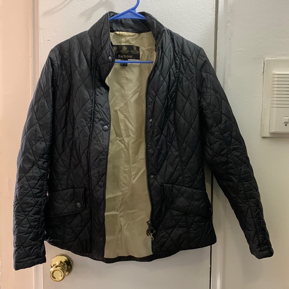 Black Barbour quilted jacket